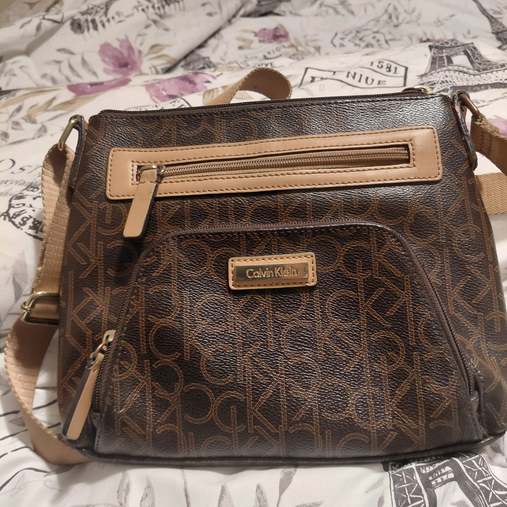 Calvin Klein Monogram Brown Crossbody Bag